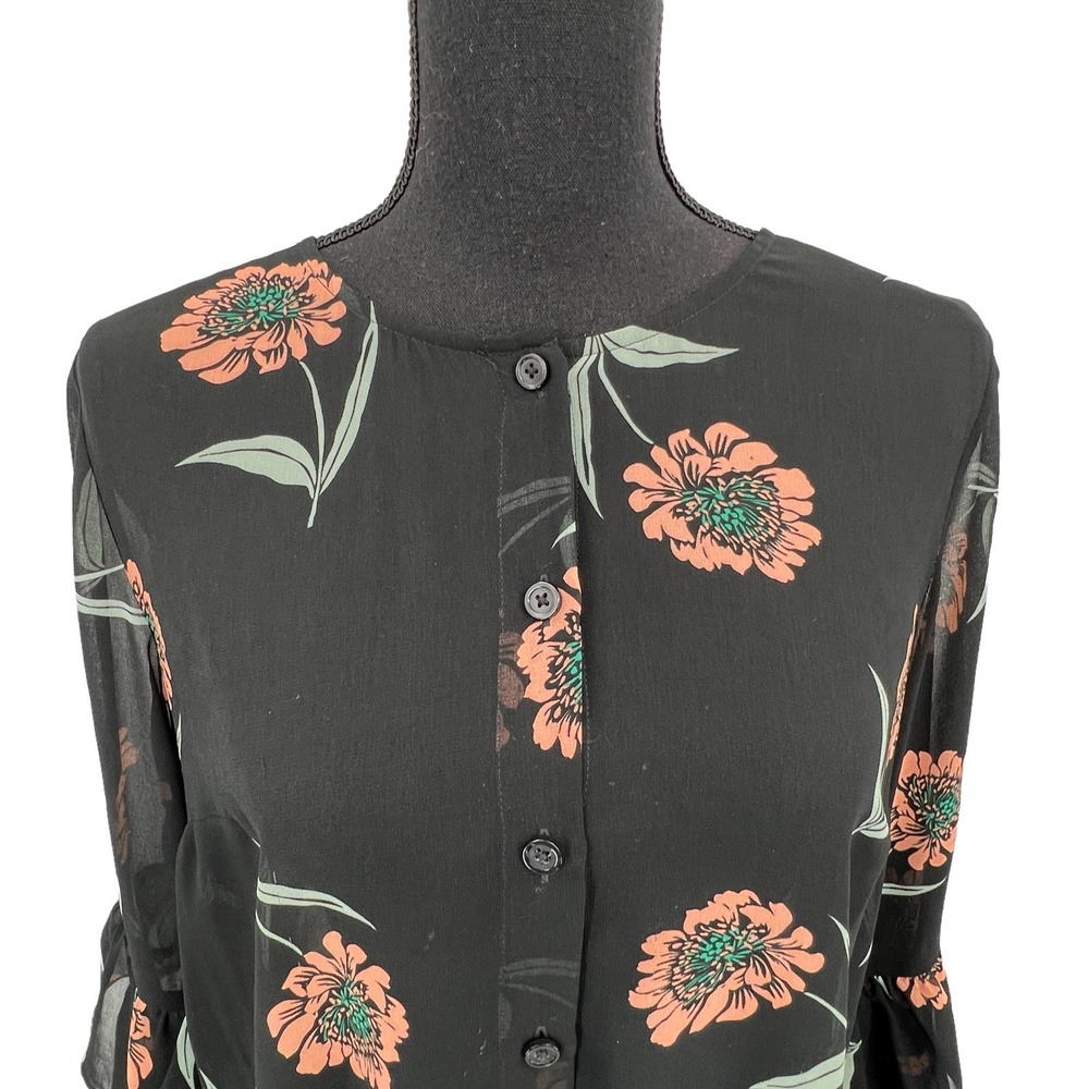 CAbi La Di Da Black Floral Chiffon Blouse Style #5206 - Picture 5 of 8